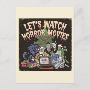 Spooky Kerst Retro Horror Films Briefkaart