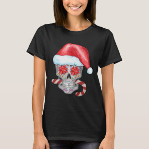 Spooky kerstsschedel die kerstman verdient t-shirt
