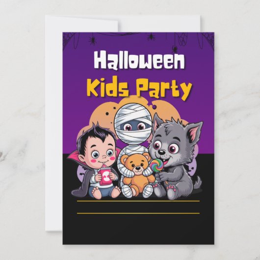 Spooky Kids Halloween Party Invitation Kaart (Voorkant)