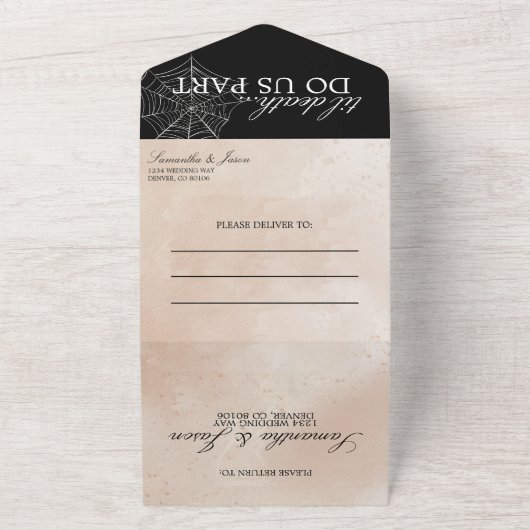 Spooky Kleine Paar Bruiloft All In One Uitnodiging (Buitenkant)