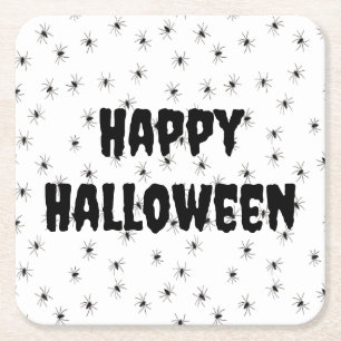 Spooky kleine spieren over Halloween Vierkante Kartonnen Onderzetter