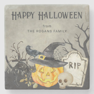 Spooky kostuums en cocktails Halloween Stenen Onderzetter