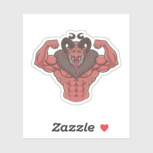 Spooky Krampus Christmas Flexing Muscle Fitness Sticker