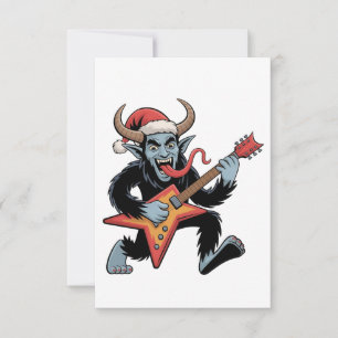 Spooky Krampus Guitar Electric Rock Kerstmis Bedankkaart