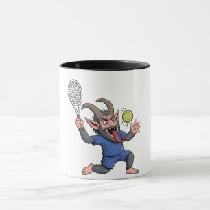 Spooky Krampus spelen Tennis Kerstmis Mok