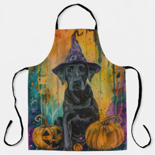 Spooky labrador hond Halloween heks en pompoen Schort