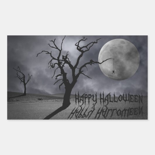 Spooky Landscape Halloween Rechthoekige Sticker (Voorkant)