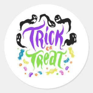 Spooky Lettering Stickers: Trick or treat Edition Ronde Sticker