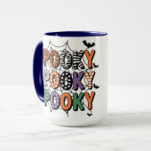 Spooky Lettering Witch Pet en Bats Halloween Mok (Voorkant links)