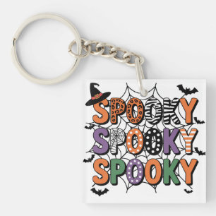 Spooky Lettering Witch Pet en Bats Halloween Sleutelhanger