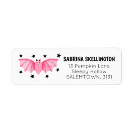 Spooky Leuke Pastel Roze Vleermuis met Sterren Hal Etiket