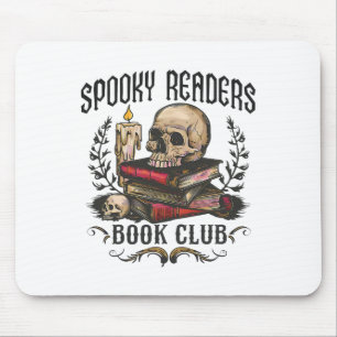 Spooky lezers boek Club Horror Skull Halloween Muismat