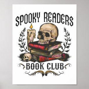 Spooky lezers boek Club Horror Skull Halloween Poster