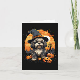 Spooky Lhasa Apso Hond Heks Halloween Kaart