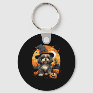 Spooky Lhasa Apso Hond Heks Halloween Sleutelhanger