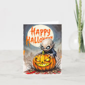 Spooky Little Naughty Vampire Happy Halloween Kaart (Voorkant)