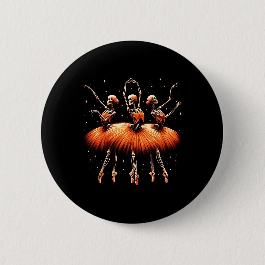 Spooky Llerina Skeleton Dance Funny Halloween Llet Ronde Button 5,7 Cm (Voorkant)