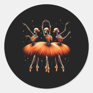 Spooky Llerina Skeleton Dance Funny Halloween Llet Ronde Sticker