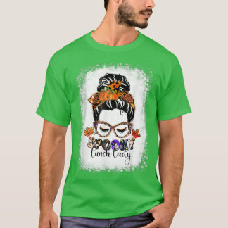 Spooky Lunch Lady Funny Messy Bun Bleaching Brawe T-shirt