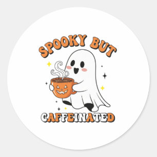 Spooky maar cafeïnehoudende Schattigee Ghost Desig Ronde Sticker