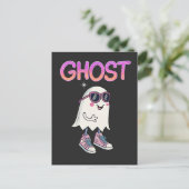 Spooky Maar Cool Ghost - Houten Muurkunst Briefkaart (Staand voorkant)