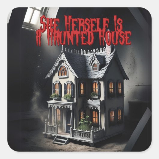 Spooky, maar maak het mini vierkante sticker (Voorkant)