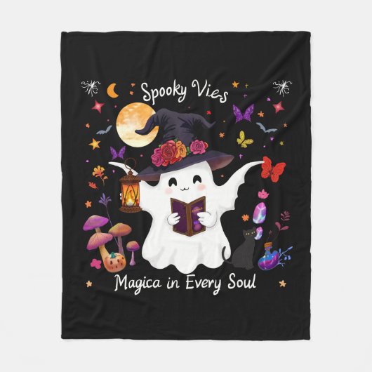 Spooky Magic & Whimsical Night Design Fleece Deken (Voorkant)