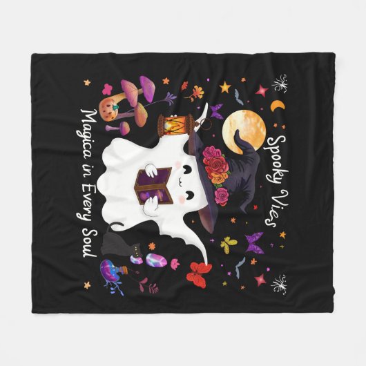 Spooky Magic & Whimsical Night Design Fleece Deken (Voorkant (Horizontaal))