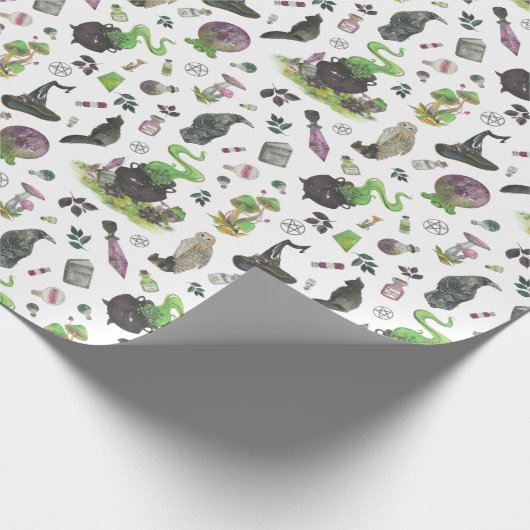 Spooky Magical Witch Pattern Cadeaupapier (Hoek)