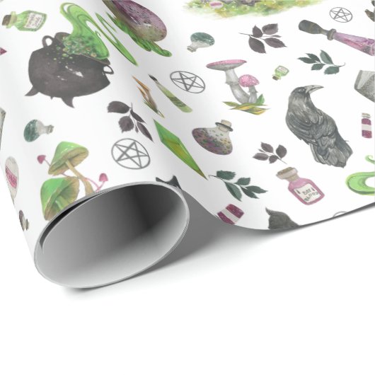 Spooky Magical Witch Pattern Cadeaupapier (Rol Hoek)