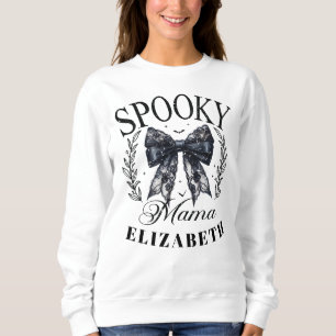 Spooky Mama Halloween Coquette Bow Aangepaste Naam Trui