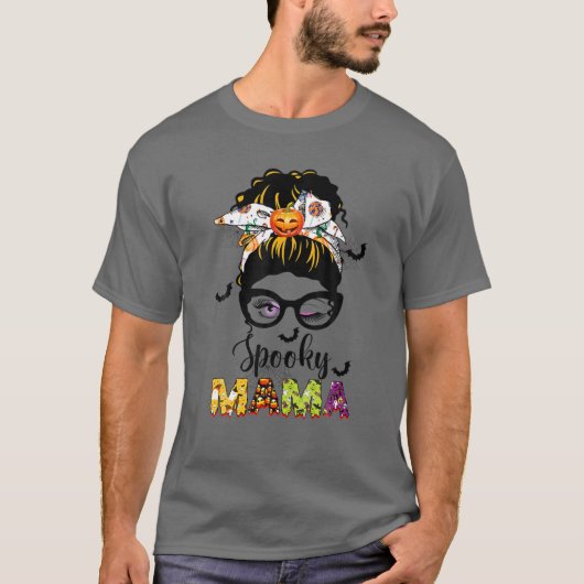 Spooky Mama T-shirt Spooky Ma Funny Ma Life Halwee (Voorkant)