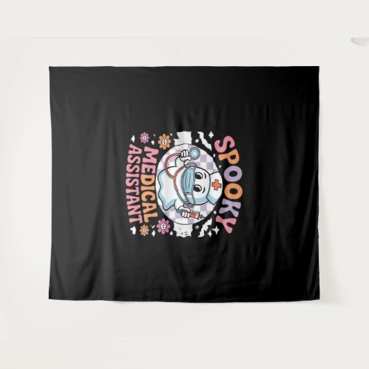 Spooky medische assistent Schattige Halloween Esse Wandkleed (Voorkant (horizontaal))