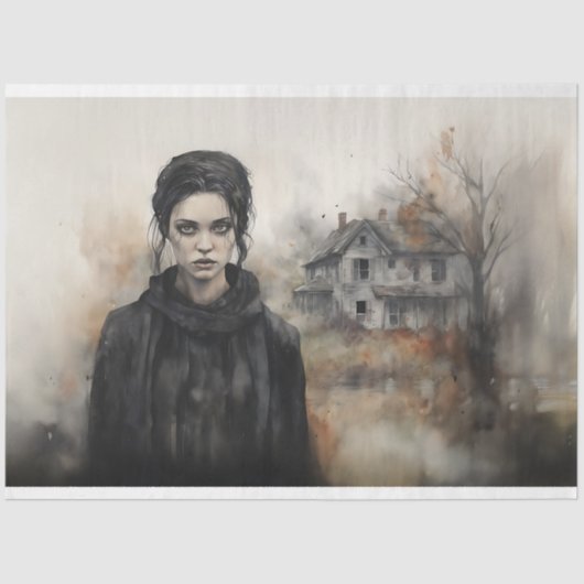 Spooky Meisje 1 Decoupage Papier (Voorkant)