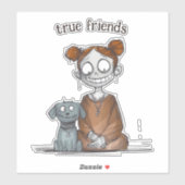 Spooky meisje en haar hond vriend sticker (Vel)