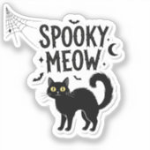 Spooky Meow – Halloween Cat Quote Vinyl Sticker (Voorkant)