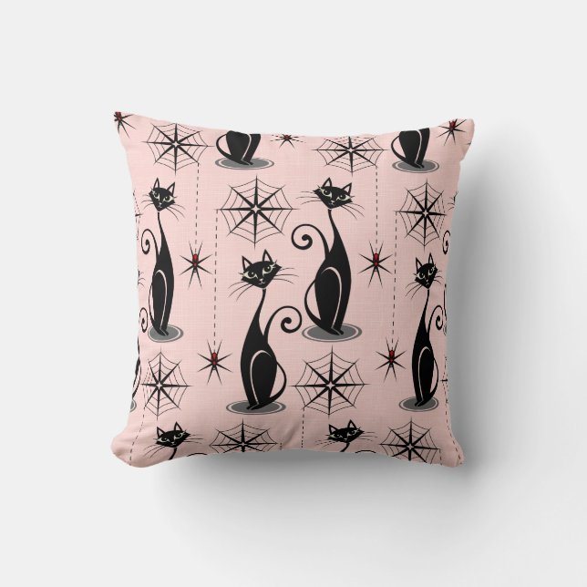 Spooky Meow Retro Atomic Cats Kussen (Voorkant)