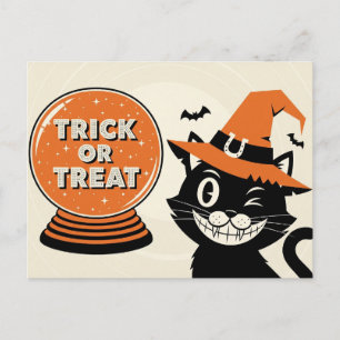 Spooky MidCentury Charm "Trick or treat" Halloween Briefkaart