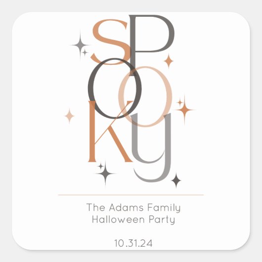 Spooky Minimale Retro Moderne Esthetische Hallowee Vierkante Sticker (Voorkant)