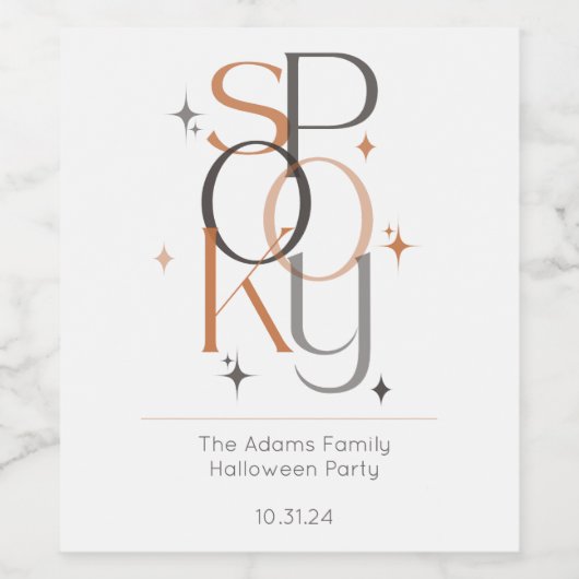 Spooky Minimale Retro Moderne Esthetische Hallowee Wijn Etiket (Enkel label)