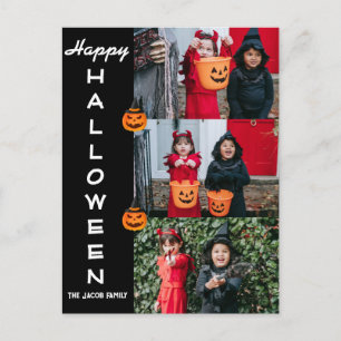 Spooky moderne Halloween familie drie foto collage Feestdagenkaart