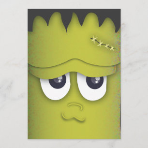 Spooky Monster Head Halloween Party Invitation Kaart