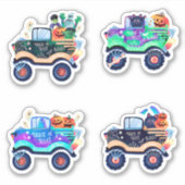 Spooky Monster Trucks Halloween Sticker (Voorkant)