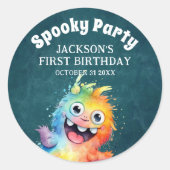Spooky Monsters Kinder Halloween Verjaardagsfeest Ronde Sticker (Voorkant)