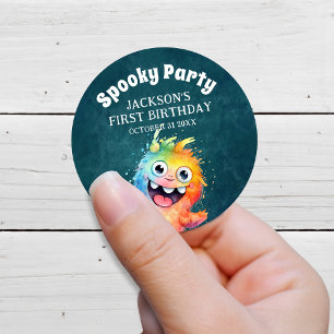 Spooky Monsters Kinder Halloween Verjaardagsfeest Ronde Sticker