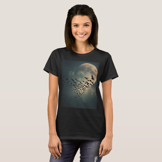 Spooky Moon Ravens T-shirt (Voorkant volledig)