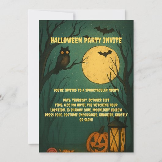 Spooky Moonlight Halloween Party Invitation (Devant)
