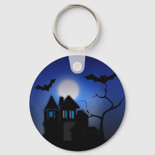 Spooky Moonlit Haunted Mansion Button Sleutelhange Sleutelhanger