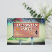 Spooky Motel Sign Invitation Kaart (Staand voorkant)