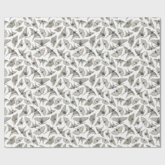 Spooky  Moth Pattern Cadeaupapier (Vlak)